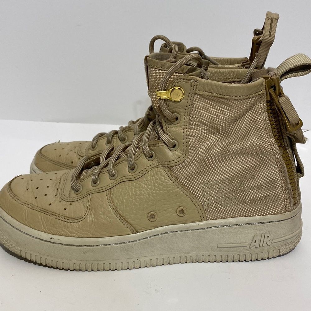 Nike SF Air Force 1 Mid Mushroom Tan Leather Nylon 917753-201‎ Mens Boots